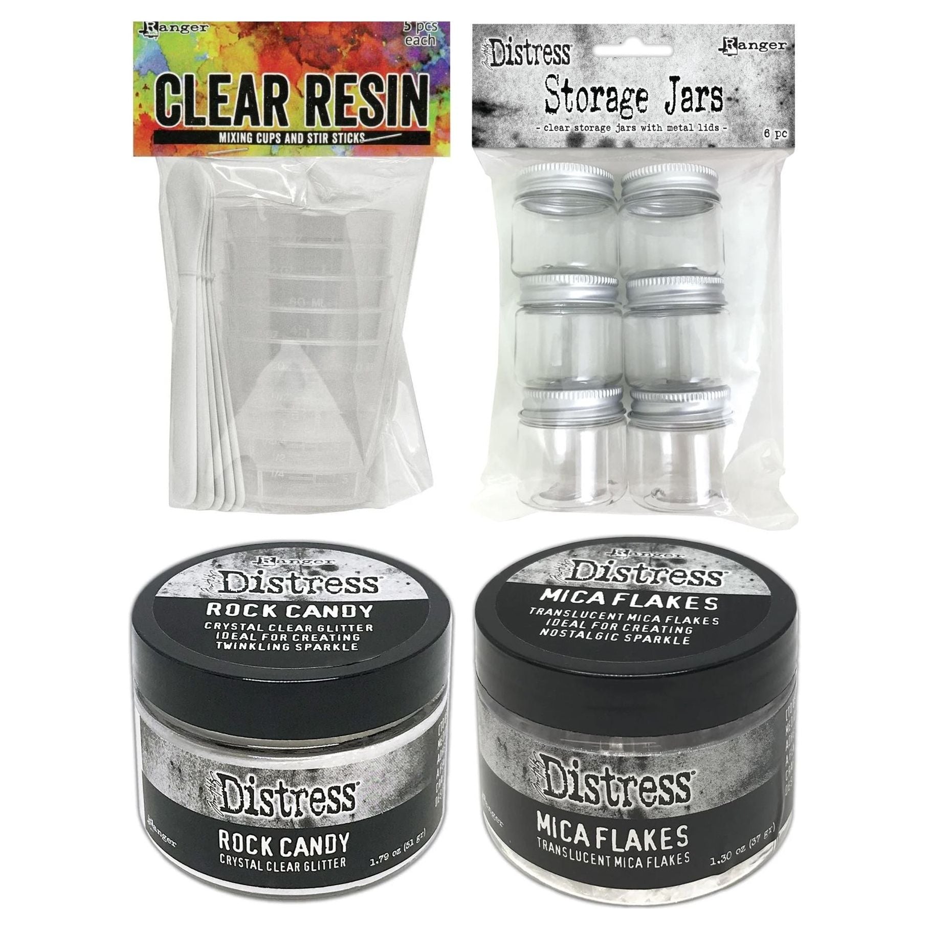 Tim Holtz Distress Rock Candy Mica Flakes Jars And Mixing Cups