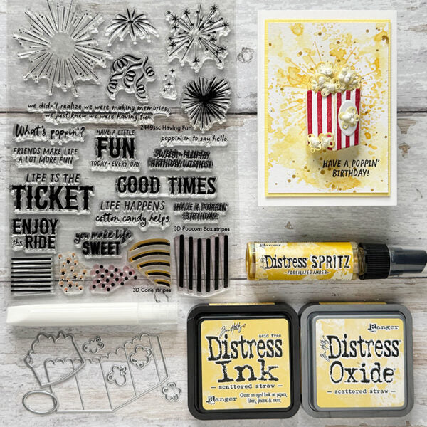 Tim Holtz Distress Scattered Straw Oxide Ink Pad And Reinker Bundle Ranger Carnival Snacks Cards | color-code:ALT02