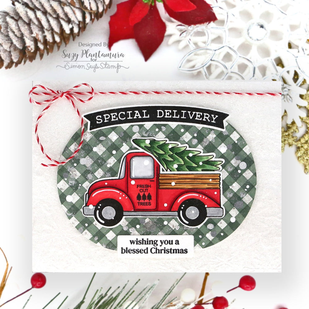 Tim Holtz Distress Seasonal 2026 I Want It All Bundle Special Delivery Truck Card by Suzy Plantamura