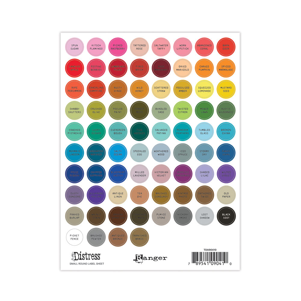Tim Holtz Distress Small Round Label Sheet With Black Printing tda90410
