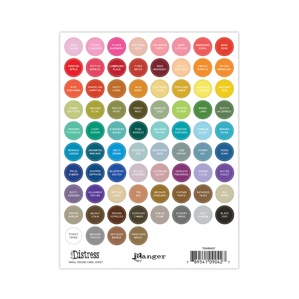Tim Holtz Distress Small Round Label Sheet With White Printing tda90427
