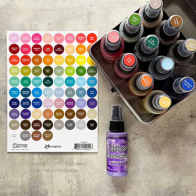Tim Holtz Distress Small Round Label Sheet With White Printing tda90427 Distress Storage | color-code:ALT01