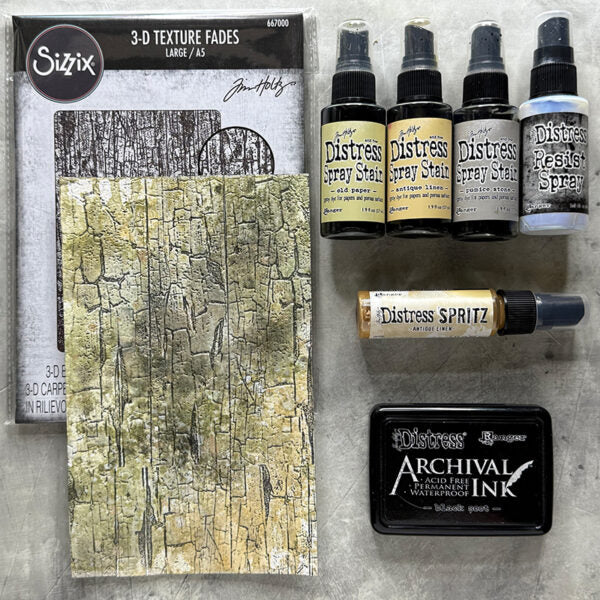 Tim Holtz Distress Spray Stain Antique Linen Ranger TSS42136 Cracked Background | color-code:ALT07
