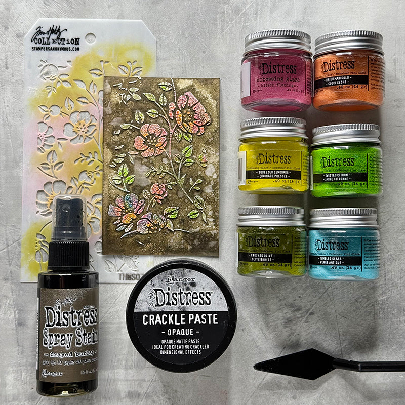 Tim Holtz Distress Spray Stain Frayed Burlap Ranger TSS42303 Embossed Florals | color-code:ALT20