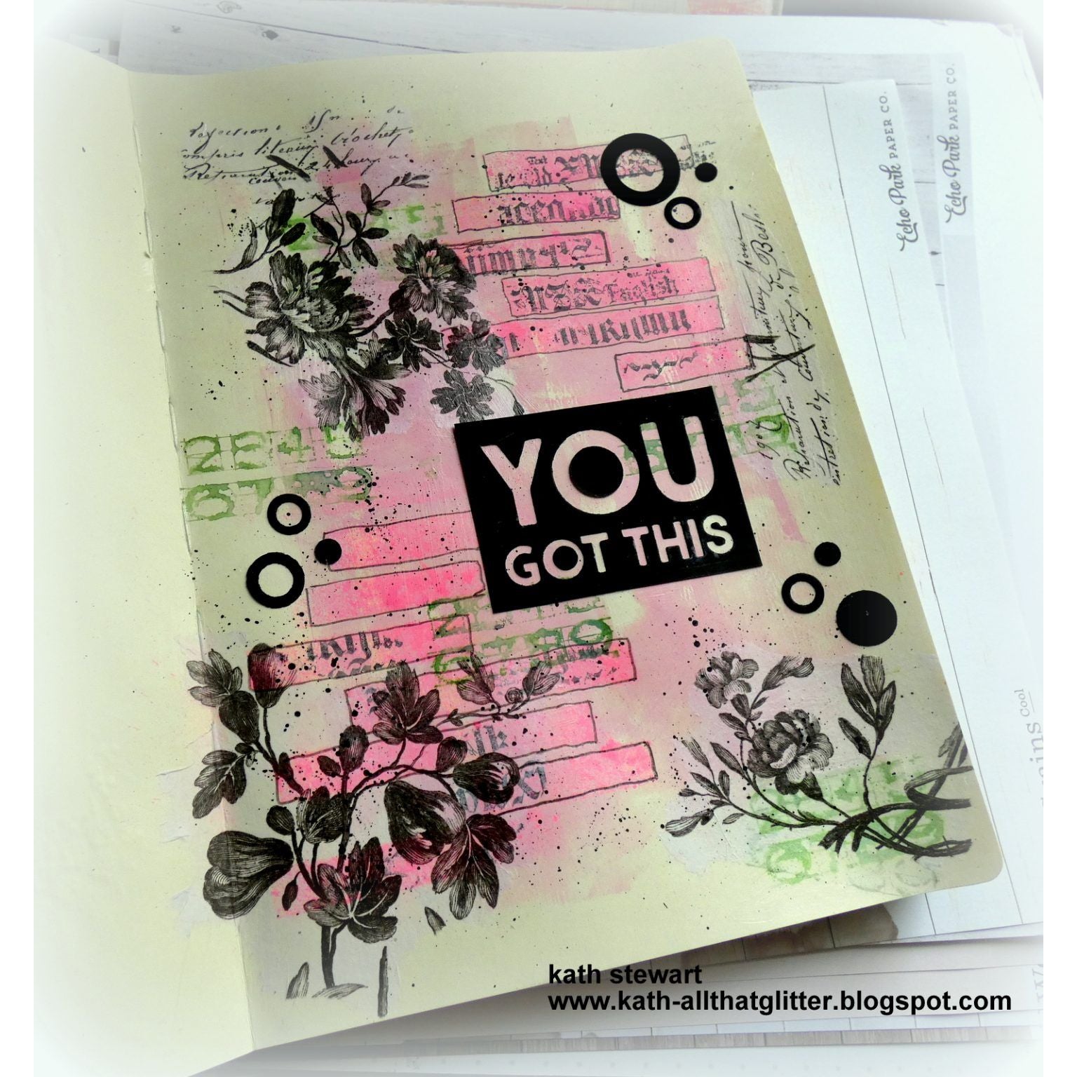Tim Holtz Distress Spray Stain Kitsch Flamingo Ranger tss72645 You Got This Journal Page | color-code:ALT02