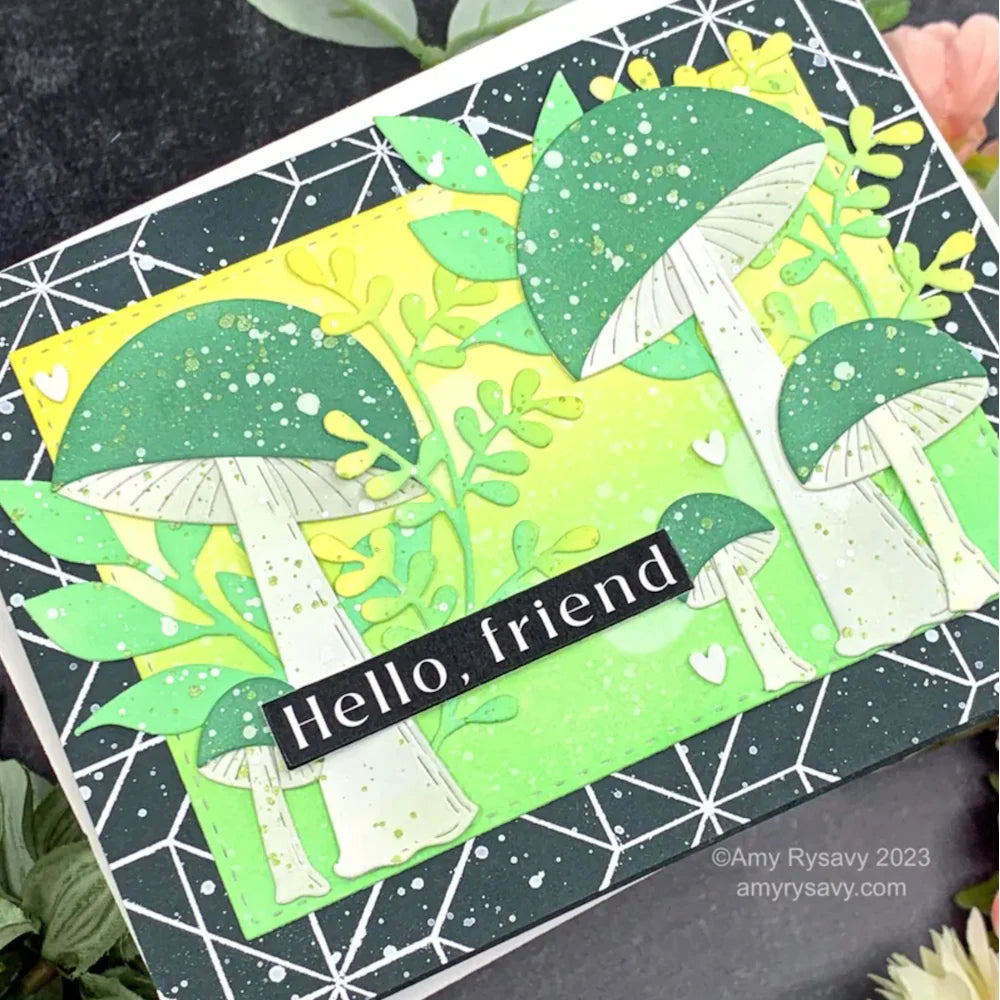 Tim Holtz Distress St. Patrick's Day Mica Stain Bundle Amy Rysavy Hello Friend Card