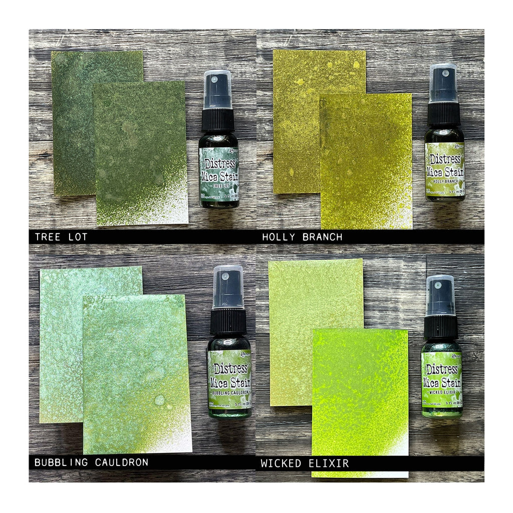Tim Holtz Distress St. Patrick's Day Mica Stain Bundle Swatches