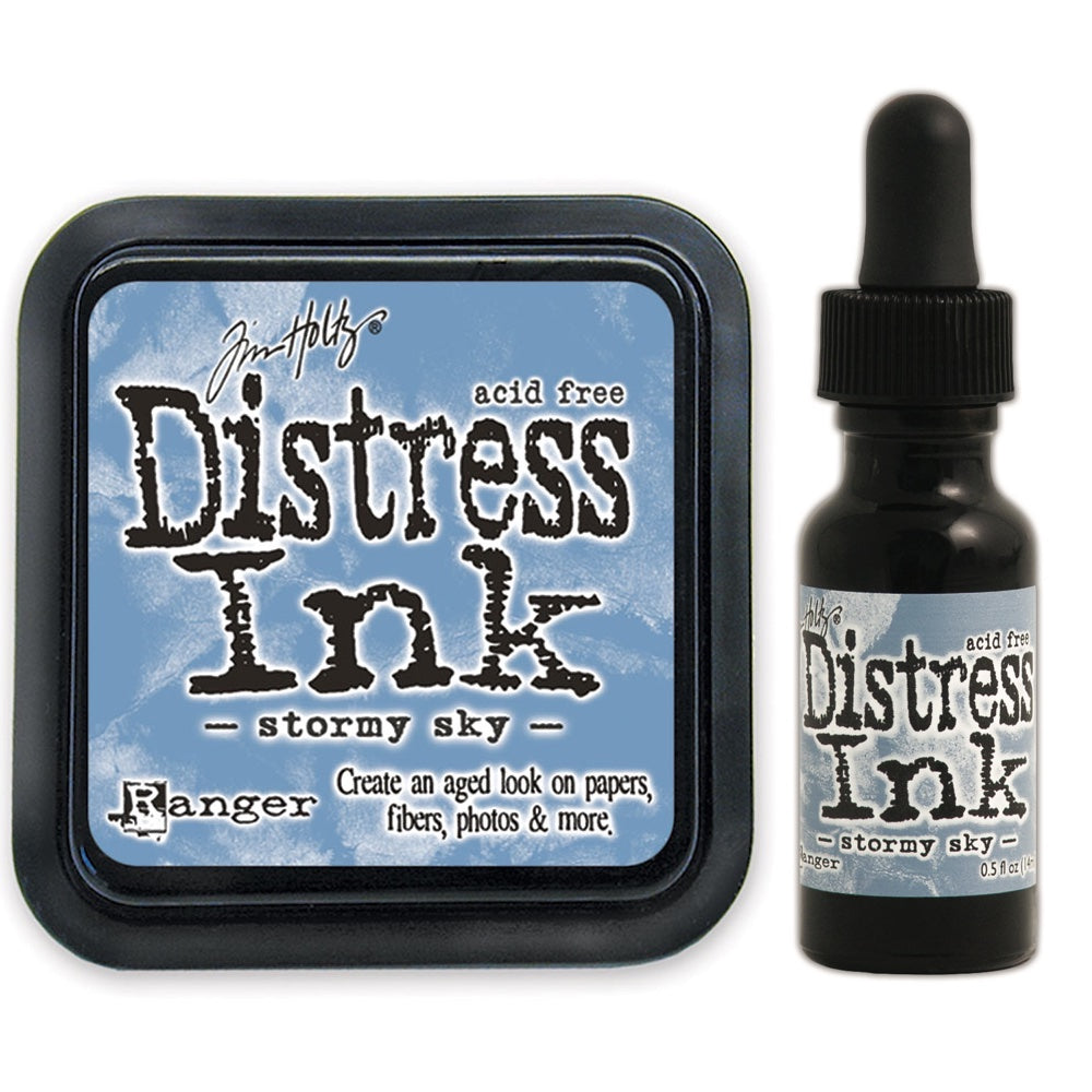 Tim Holtz Distress Stormy Sky Ink Pad And Reinker Bundle Ranger
