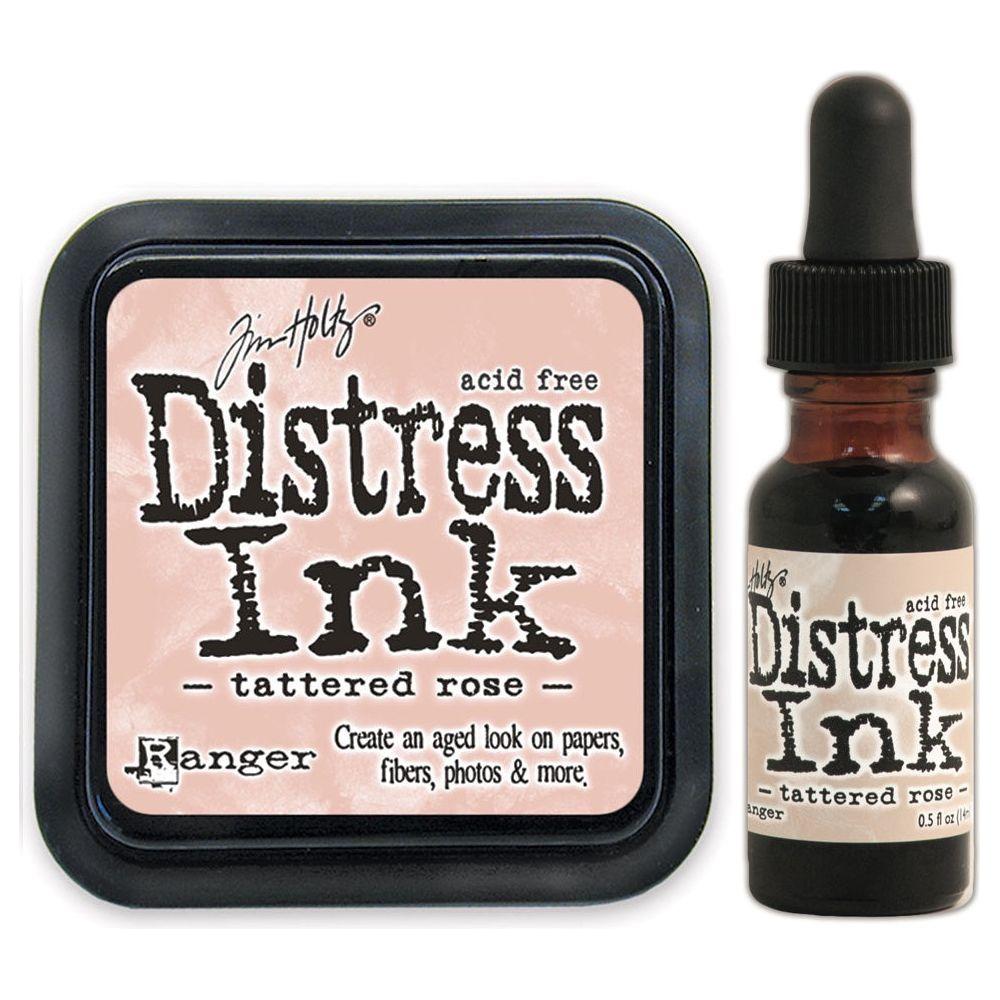 Tim Holtz Distress Tattered Rose Ink Pad And Reinker Bundle Ranger