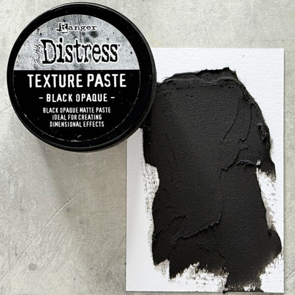 Tim Holtz Distress Texture Paste Black Opaque Ranger tshk84471 Texture Swatch | color-code:ALT18