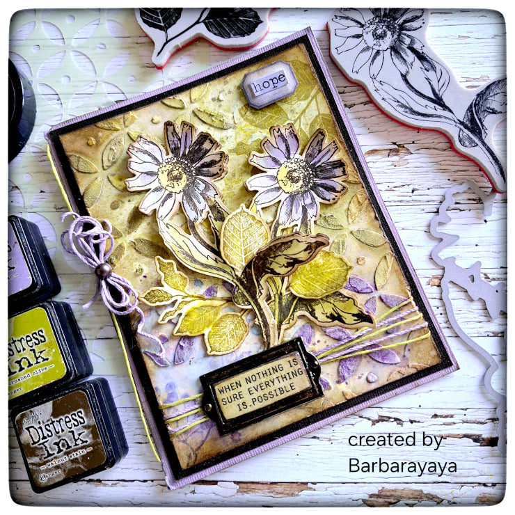 Tim Holtz Distress Texture Paste Opaque Ranger tda71297 Floral Card | color-code:ALT26
