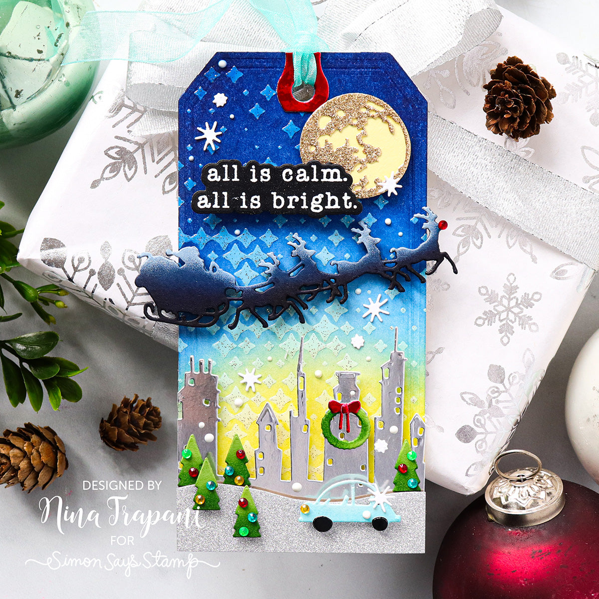 Tim Holtz Distress Texture Paste Sparkle Ranger tsck84495 Enchanting Christmas Tag | color-code:ALT12