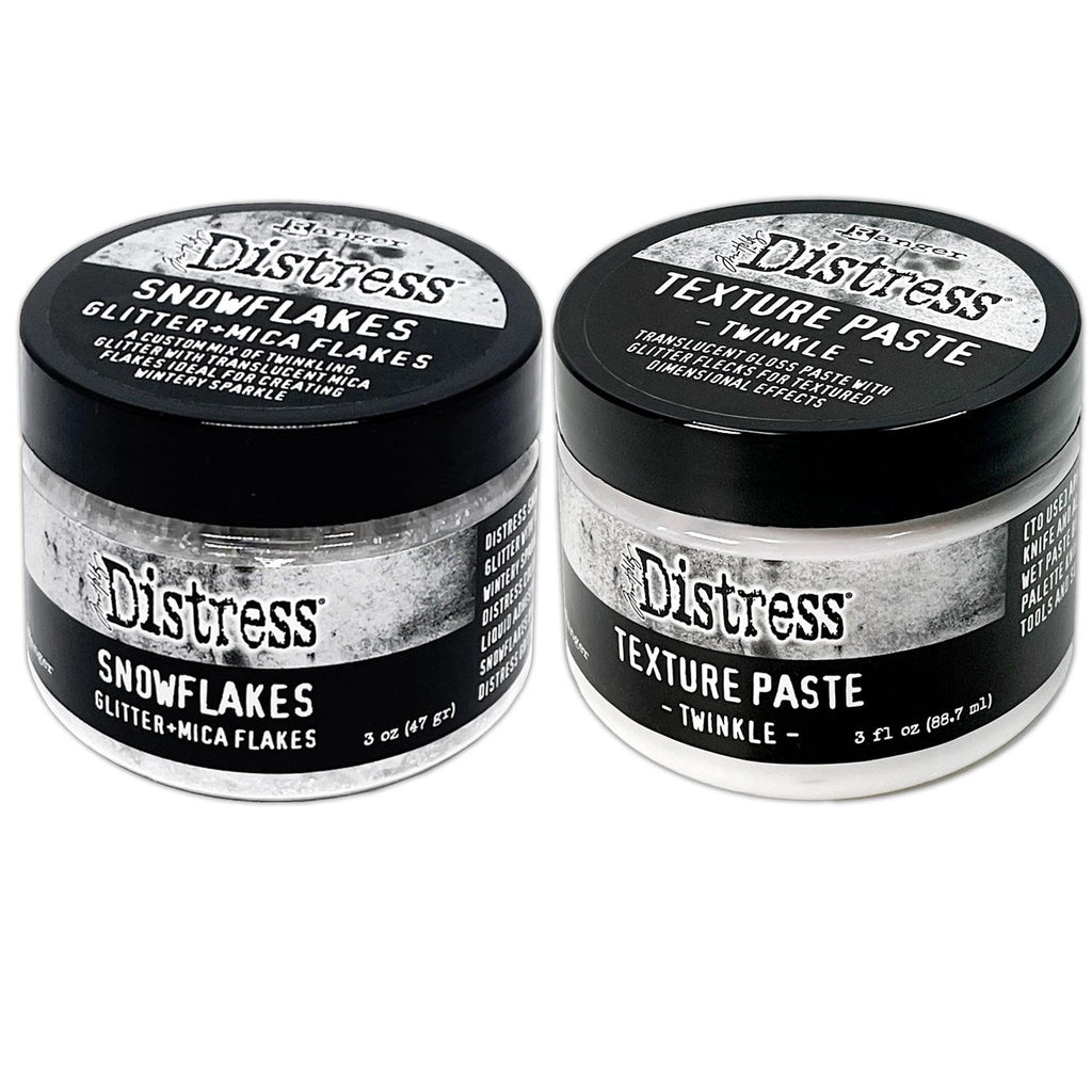 Tim Holtz Distress Texture Paste Twinkle And Distress Snowflakes Bundle