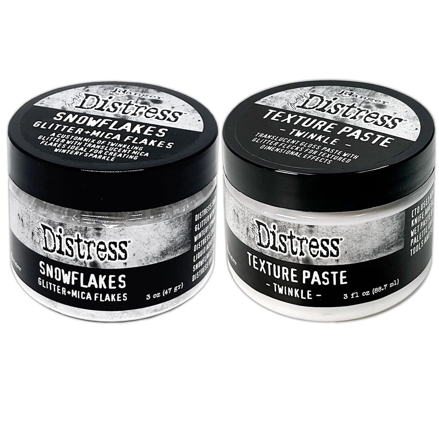 Tim Holtz Distress Texture Paste Twinkle And Distress Snowflakes Bundle