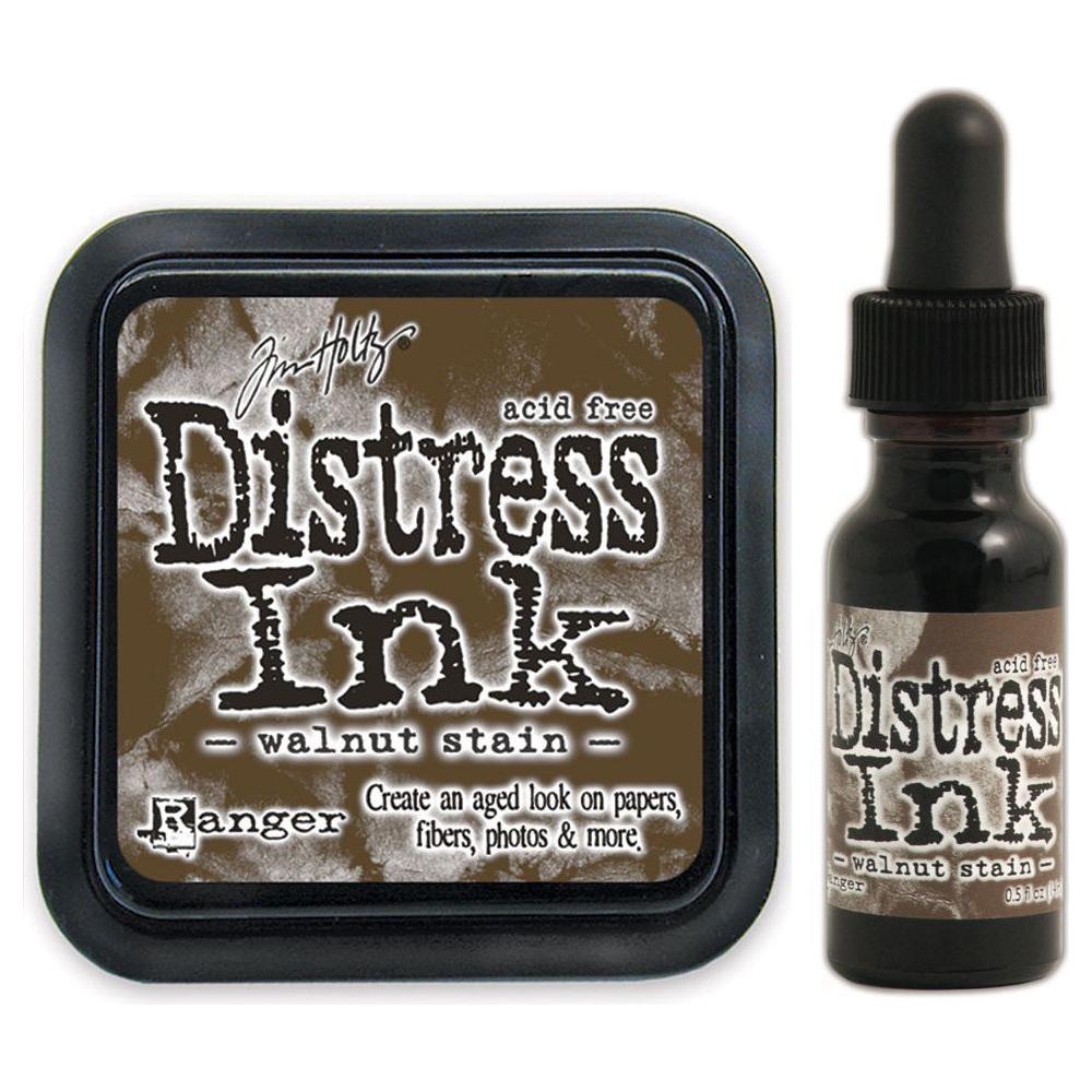 Tim Holtz Distress Walnut Stain Ink Pad And Reinker Bundle Ranger