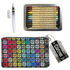 Tim Holtz Distress Watercolor Pencils 1 Waterbrush And 5x8 Zipper Bag Bundle Out Of Pack