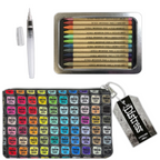 Tim Holtz Distress Watercolor Pencils 2 Waterbrush And 5x8 Zipper Bag Bundle Out of Pack