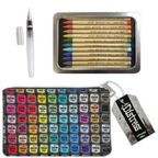 Tim Holtz Distress Watercolor Pencils 3 Waterbrush And 5x8 Zipper Bag Bundle Out of Pack