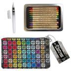 Tim Holtz Distress Watercolor Pencils 4 Waterbrush And 5x8 Zipper Bag Bundle Out of Pack