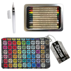 Tim Holtz Distress Watercolor Pencils 5 Waterbrush And 5x8 Zipper Bag Bundle Out of Pack