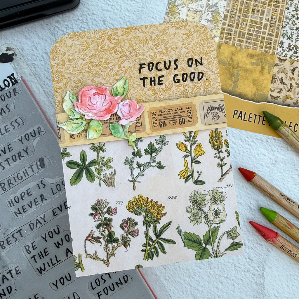 Tim Holtz Distress Watercolor Pencils I Want It All 75 Bundle Ranger Focus On The Good Card | color-code:ALT22
