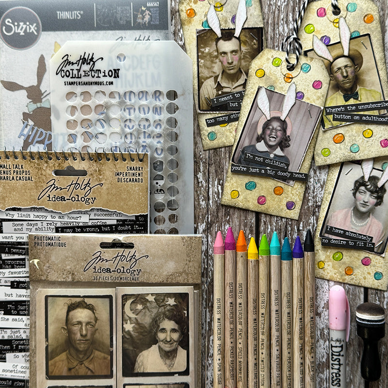 Tim Holtz Distress Watercolor Pencils Set 2 And Pencil Sharpener Bundle Easter Tags | color-code:ALT14