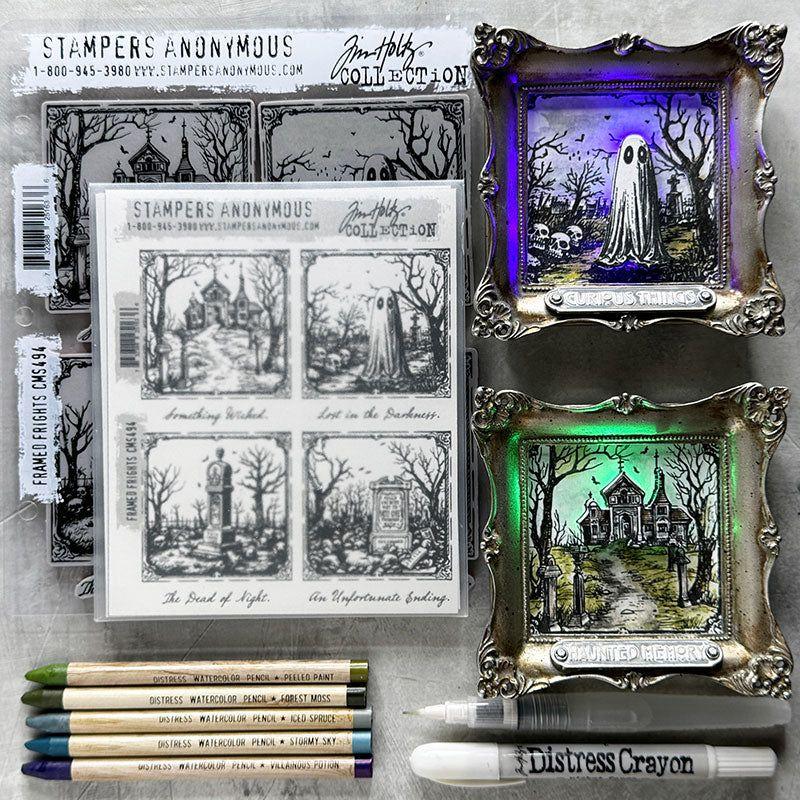 Tim Holtz Distress Watercolor Pencils Set 6 Ranger tdh83603 Framed Halloween Art | color-code:ALT05