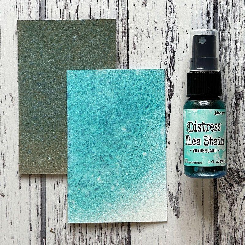Tim Holtz Distress Wonderland Mica Stain Ranger tsh87489 Swatches And Bottle