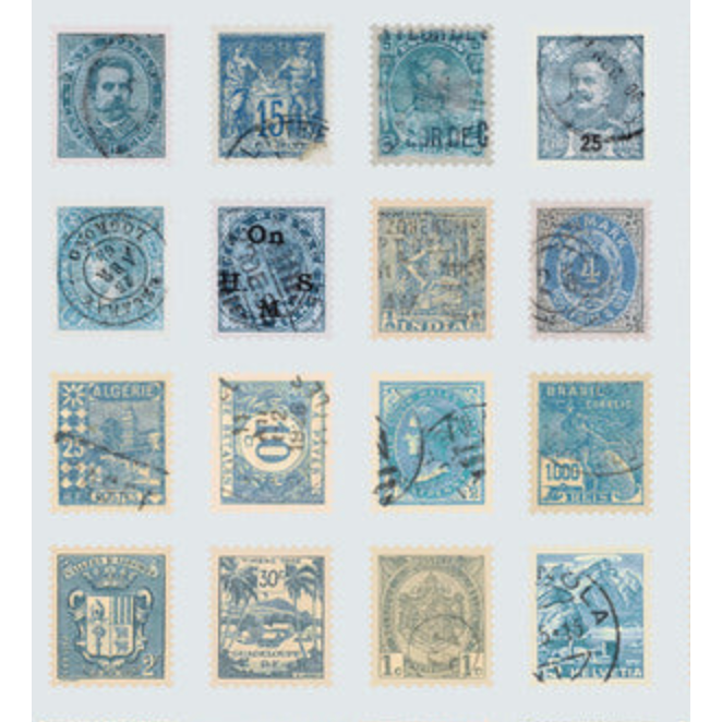 Tim Holtz Fabric By The Yard Blue Stamps pwth281 Eclectic Elements Palette close