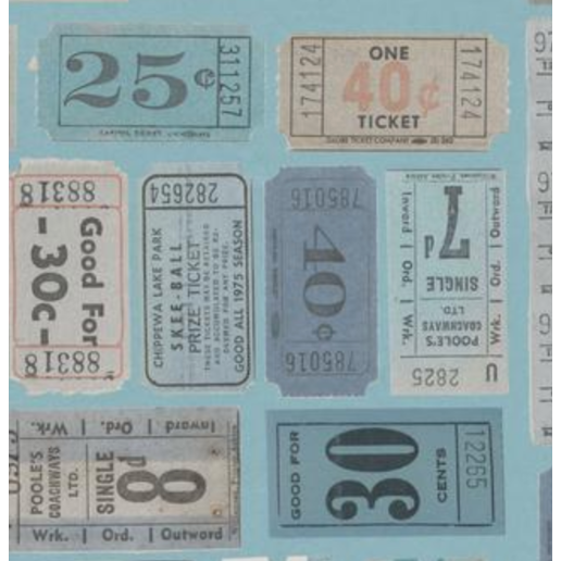 Tim Holtz Fabric By The Yard Blue Tickets pwth282 Eclectic Elements Palette close