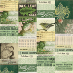  Tim Holtz Fabric By The Yard Green Collage pwth260 Eclectic Elements Palette birds made good florist oak leaf