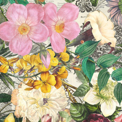 Tim Holtz Fabric By The Yard Multi Floristry pwth324 Eclectic Elements Palette close