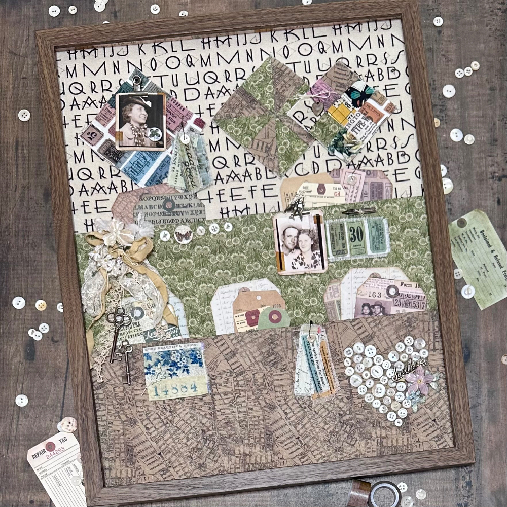 Tim Holtz Fabric By The Yard Neutral Map Canvas Cloth ccth024 Eclectic Elements Mixed Media Memory Board Richele Christensen | color-code:ALT01