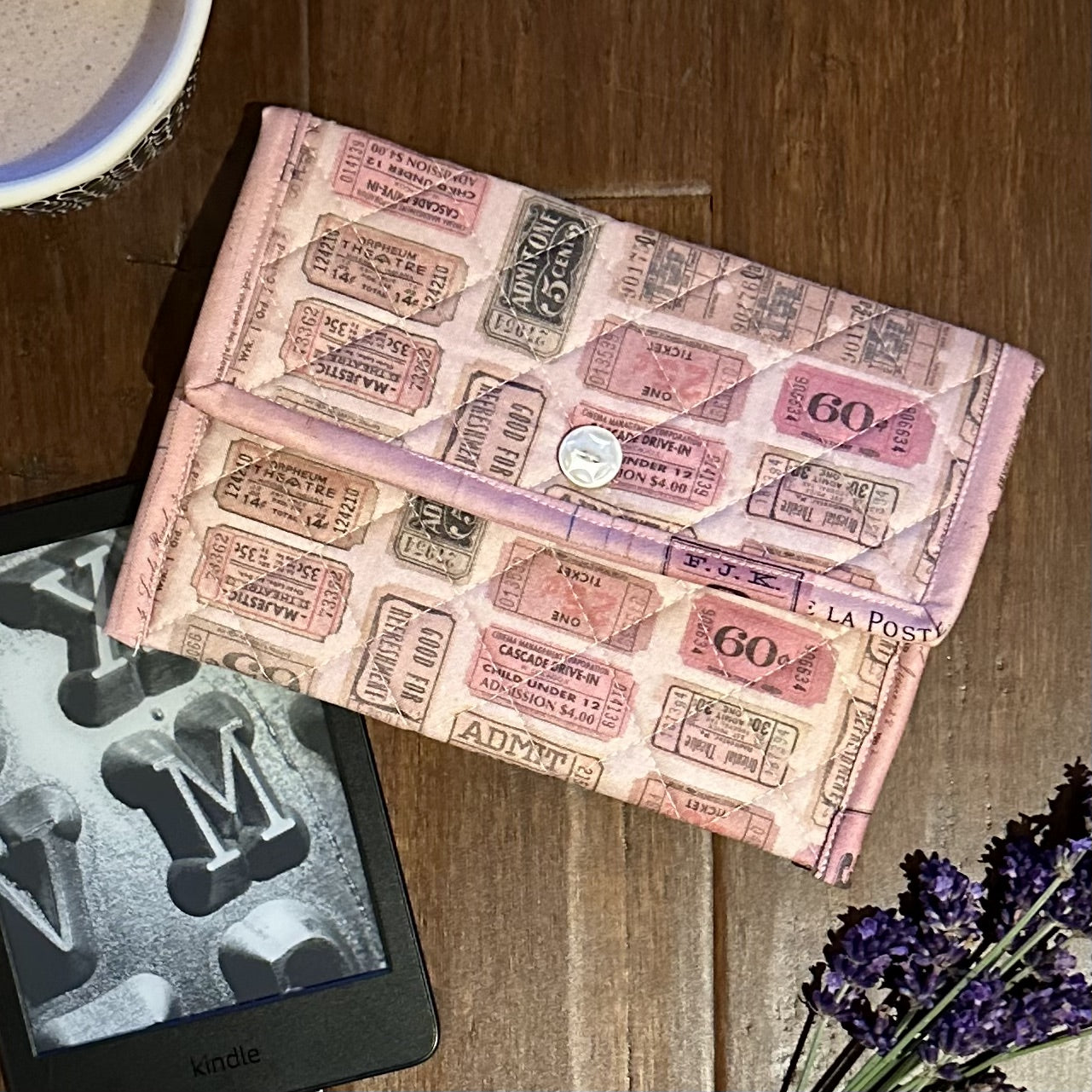 Tim Holtz Fabric By The Yard Pink Ephemera pwth215 Eclectic Elements Palette Reader Cover | color-code:ALT01