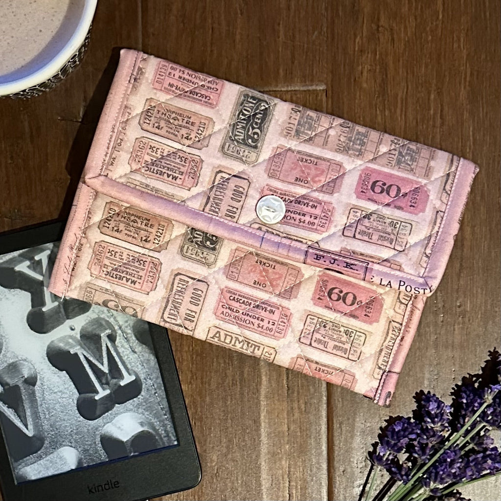 Tim Holtz Fabric By The Yard Pink Tickets pwth212 Eclectic Elements Palette Reader Cover | color-code:ALT01