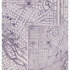 Tim Holtz Fabric By The Yard Purple Map pwth303 Eclectic Elements Palette close