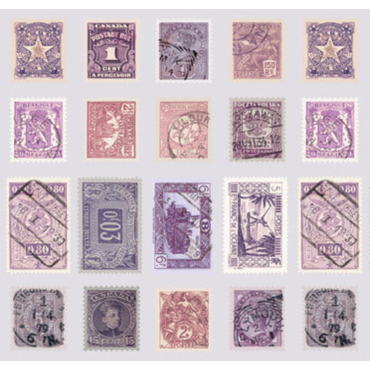 Tim Holtz Fabric By The Yard Purple Stamps pwth301 Eclectic Elements Palette close