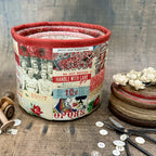 Tim Holtz Fabric By The Yard Red Ledger pwth225 Eclectic Elements Palette nested