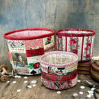 Tim Holtz Fabric By The Yard Red Map pwth223 Eclectic Elements Palette displayed