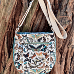 Tim Holtz Fabric By The Yard Teal Butterflies ccth027 Eclectic Elements Canvas purse | color-code:ALT01