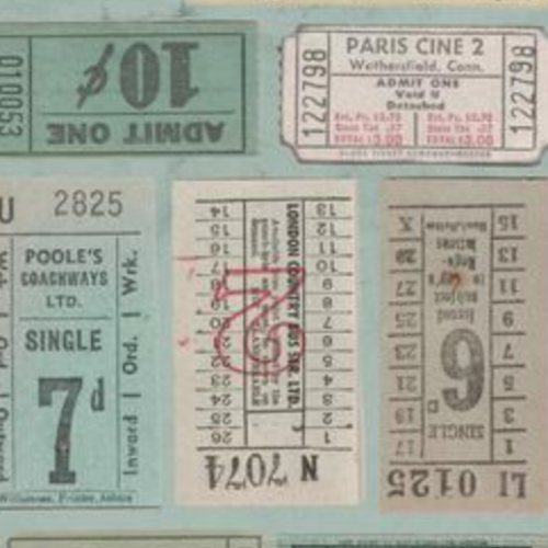 Tim Holtz Fabric By The Yard Teal Tickets pwth272 Eclectic Elements Palette close