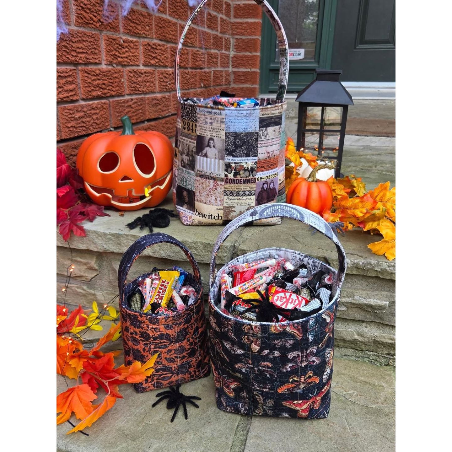 Tim Holtz Fabric Palette Canvas Cloth Halloween Bundle of 3 Fat Quarters Kulbir Kirkland Trick or Treat Baskets