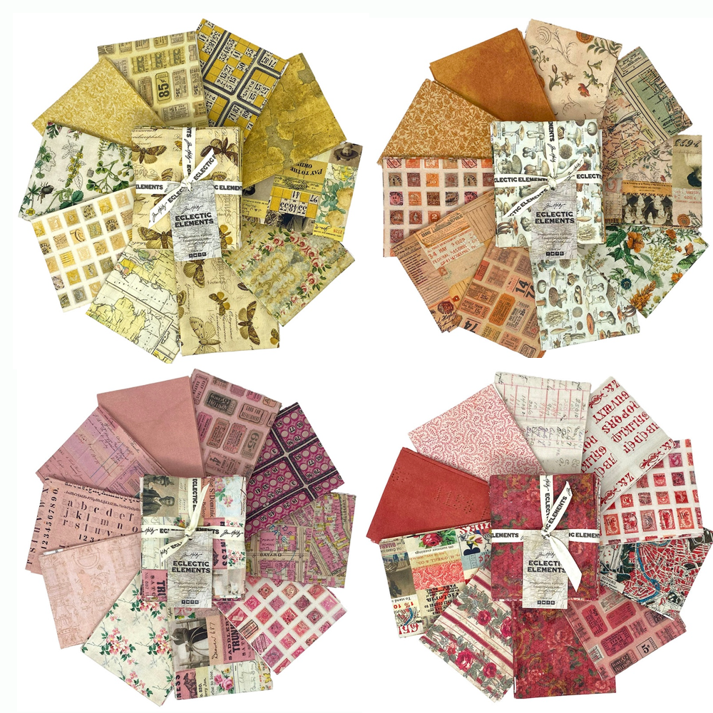 Tim Holtz Fabric Palette Fat Quarters Bundle Pink Red Orange And Yellow