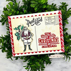 Tim Holtz Festive Overlay Stamps with Simon Says Stamp Dies Bundle setfo26 Mary Reiner Vintage Postcard Christmas Card