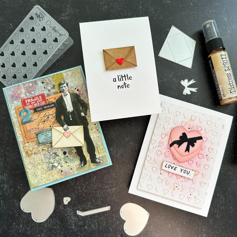 Tim Holtz Flip Top Distress Paint Black Soot Ranger TDF52937 Vintage Valentine Cards | color-code:ALT05