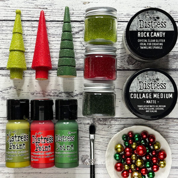 Tim Holtz Flip Top Distress Paint Candied Apple Ranger TDF51046 Modern Christmas Trees | color-code:ALT09