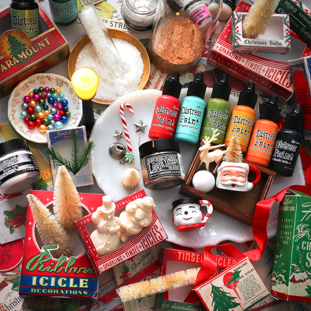 Tim Holtz Flip Top Distress Paint Christmas Cheer Bundle Of 6 Tim Holtz Christmas Create Together Glam Photo of supplies together