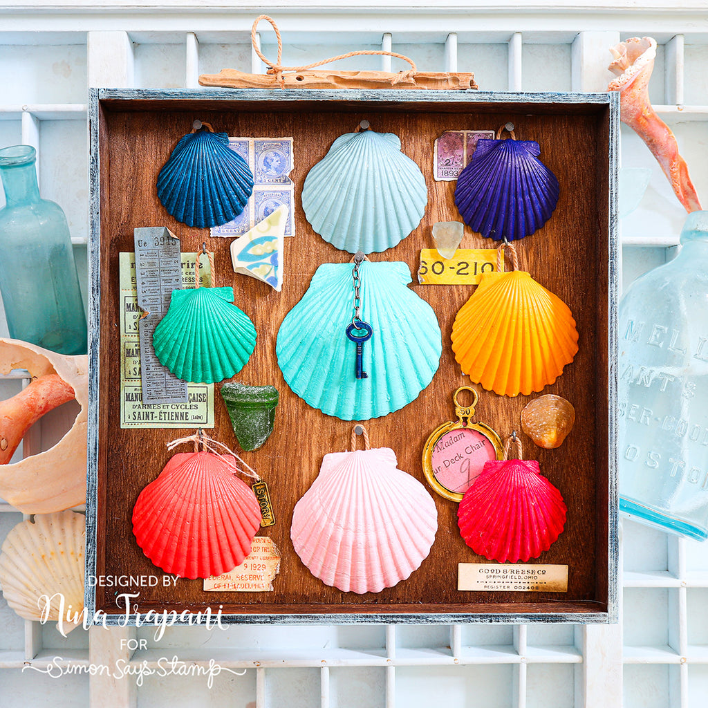 *Tim Holtz Flip Top Distress Paint Spun Sugar Ranger TDF53286 Rainbow Vignette with Seashells | color-code:ALT05