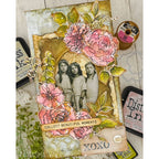 Tim Holtz Floral Elements Stamps with Simon Says Stamp Dies Bundle setfe26 Beautiful Moments Panel with roses Natasha Vacca