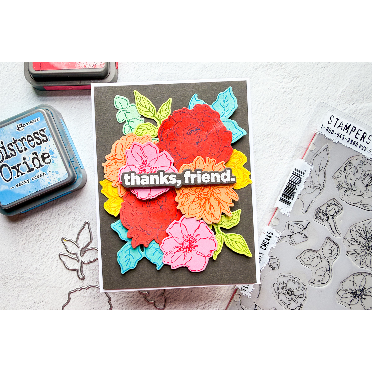 Tim Holtz Floral Elements Stamps with Simon Says Stamp Dies Bundle setfe26 Bright Flowers Friend Card Cheiron Brandon | color-code:ALT02